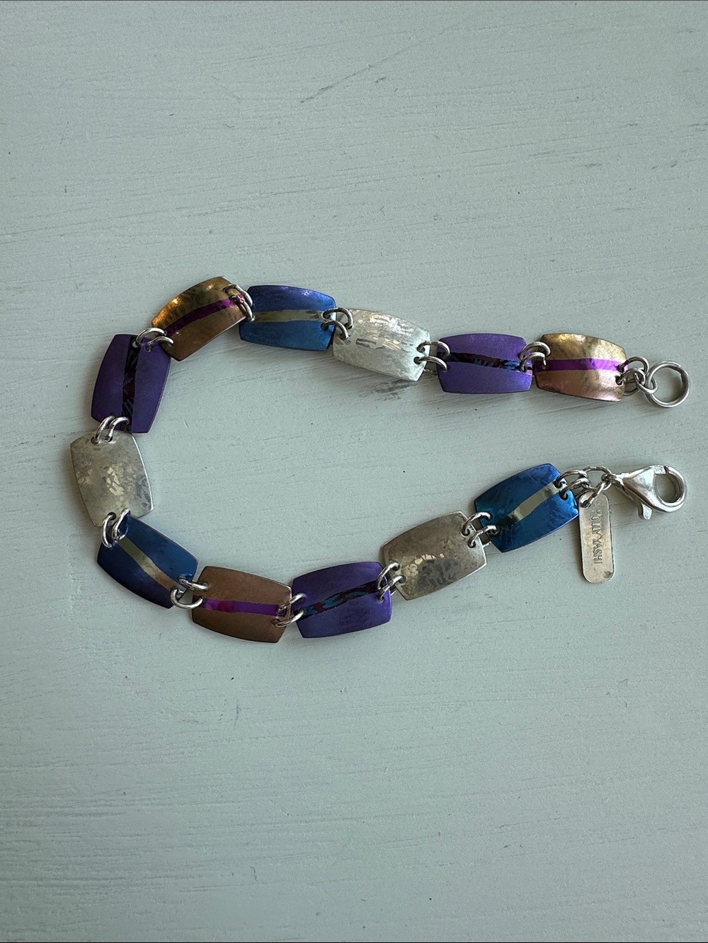 Holly Yashi Mixed-Metal Multicolor Link Bracelet - Purple, Blue & Silver